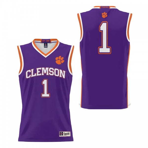 #1 Clemson Tigers ProSphere Basketball Jersey Purp...