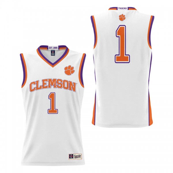 #1 Clemson Tigers ProSphere Basketball Jersey White