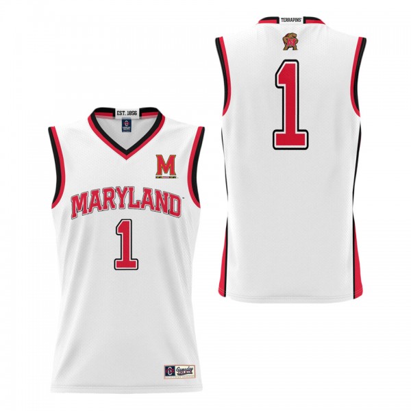 #1 Maryland Terrapins ProSphere Basketball Jersey White