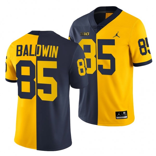 Michigan Wolverines Daylen Baldwin 85 Jersey Navy Maize 2021-22 Split Edition College Football Uniform