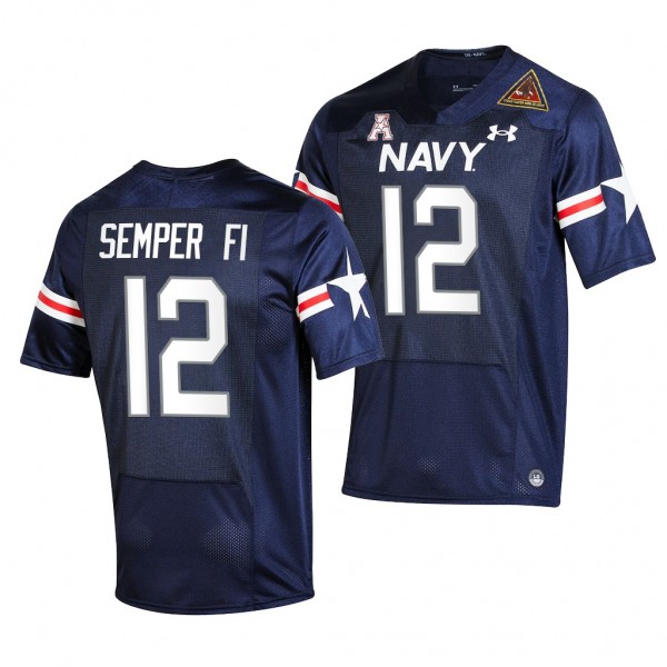 Navy Midshipmen Semper Fi 12 Jersey Navy 2021-22 F...