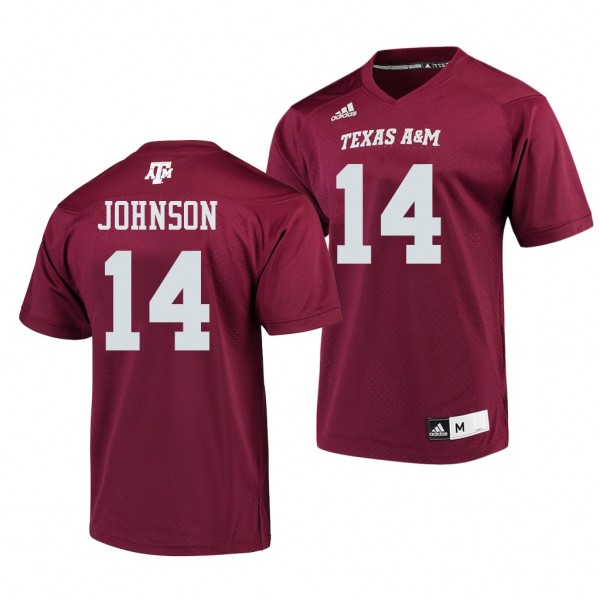 Texas Aggies Max Johnson College Football Jersey #14 Maroon 2021-22 Uniform