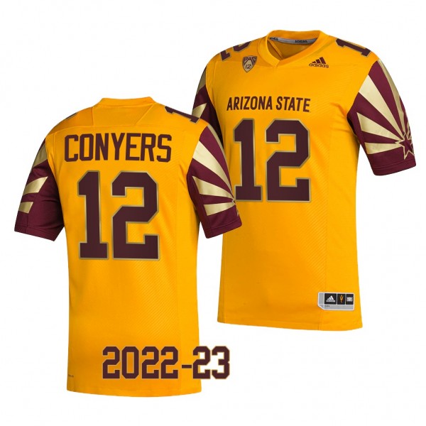Jalin Conyers Arizona State Sun Devils 2022-23 Reverse Retro Football Jersey Men's Gold #12 Uniform