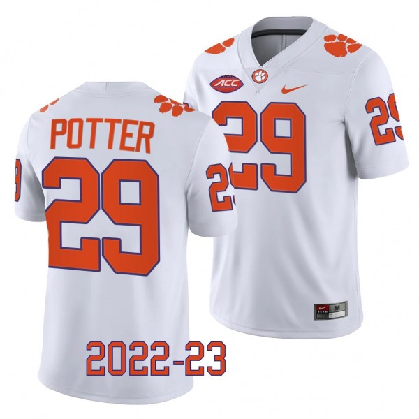 B.T. Potter Clemson Tigers #29 White Jersey 2022-2...