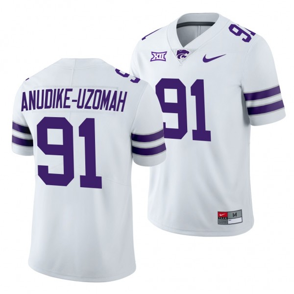 Felix Anudike-Uzomah Kansas State Wildcats #91 White Jersey 2022-23 College Football Men's Uniform