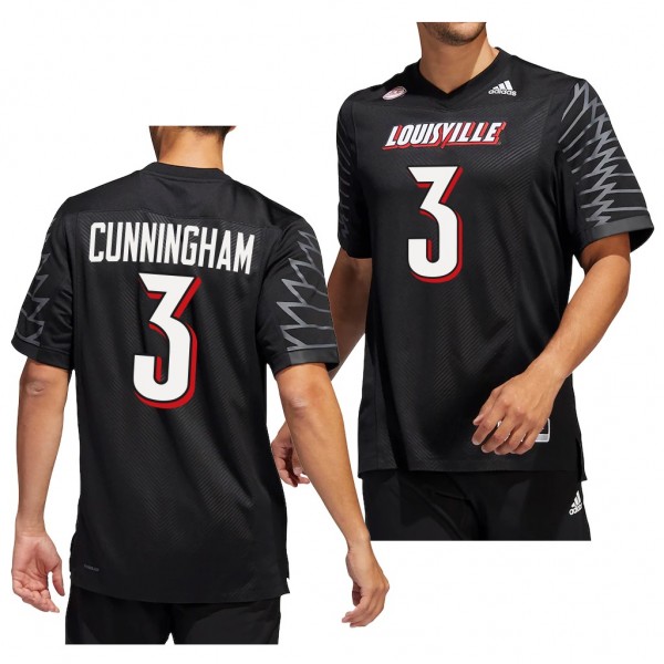 Malik Cunningham Louisville Cardinals #3 Black Jersey 2022-23 Premier Football Men's Uniform