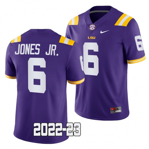 Mike Jones Jr. LSU Tigers 2022-23 College Football Game Jersey Men's Purple #6 Uniform