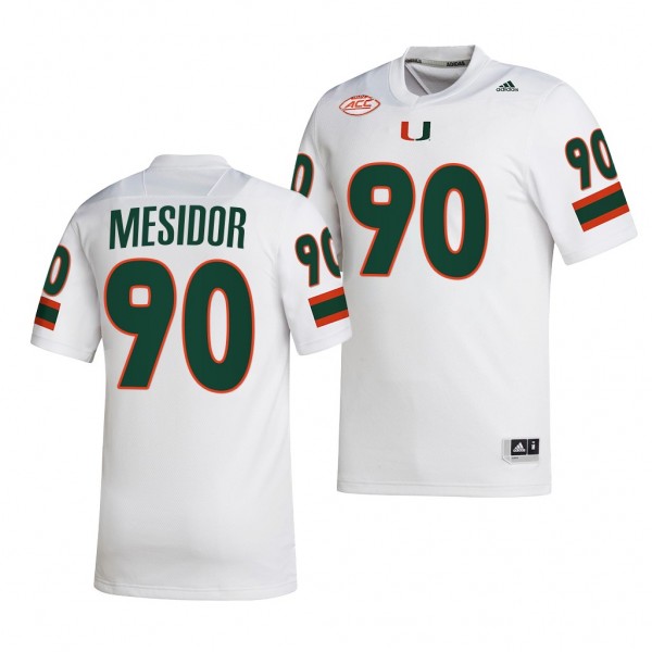 Akheem Mesidor Miami Hurricanes #90 White Jersey 2...
