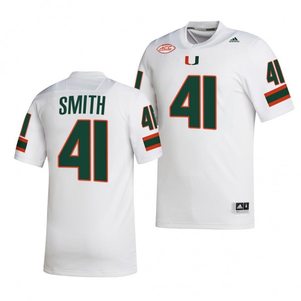 Chase Smith Miami Hurricanes #41 White Jersey 2022...