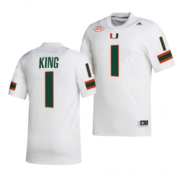 D'Eriq King Miami Hurricanes #1 White Jersey 2022-23 College Football Men's NIL Replica Uniform