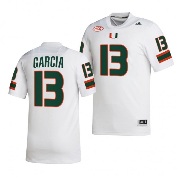 Jake Garcia Miami Hurricanes #13 White Jersey 2022...