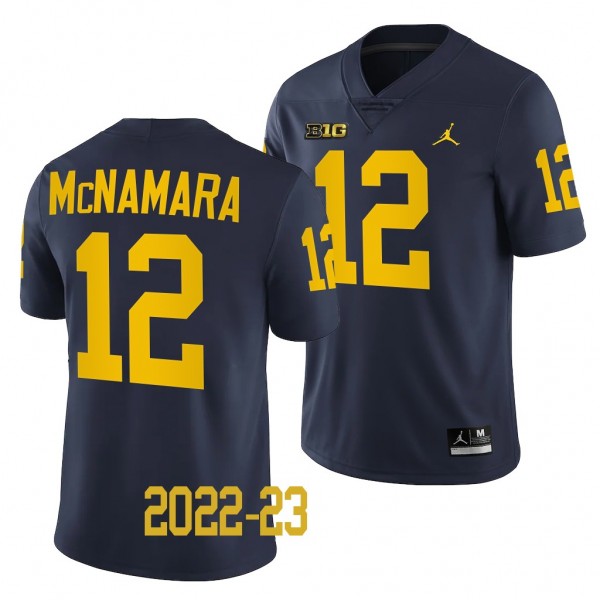 Michigan Wolverines #12 Cade McNamara 2022-23 College Football Navy Game Jersey Men's