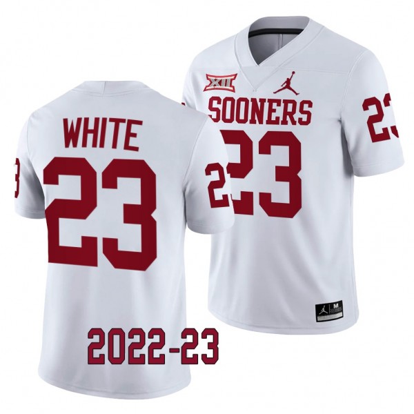 Dashaun White Oklahoma Sooners 2022-23 College Football Game Jersey Men's White #23 Uniform
