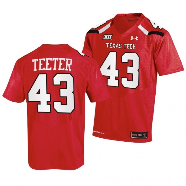 Texas Tech Red Raiders #43 Henry Teeter 2022-23 College Football Red Jersey Men's