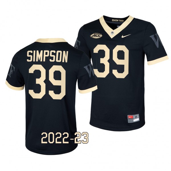 Wake Forest Demon Deacons Zavier Simpson Jersey 2022-23 Untouchable Game Black #39 Football Men's Shirt