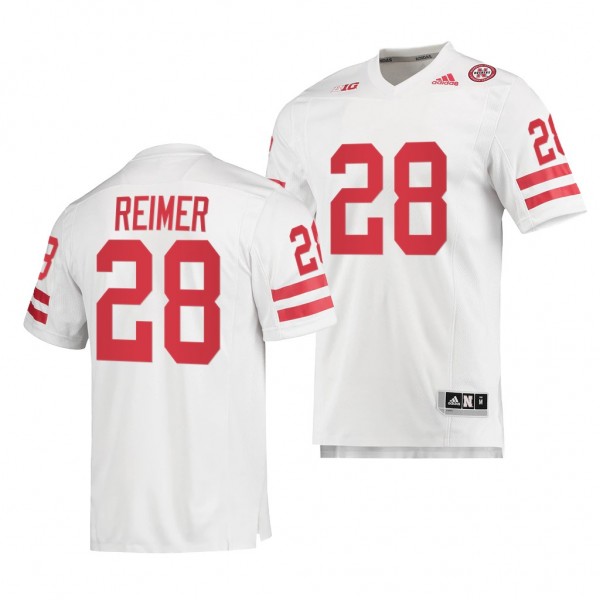 Nebraska Huskers Luke Reimer Premier Football Jersey #28 White 2022 Uniform