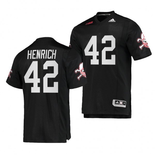 Nebraska Huskers Nick Henrich Premier Strategy Jersey #42 Black 2022 Football Uniform