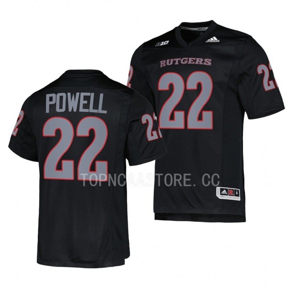 Tyreem Powell Rutgers Scarlet Knights #22 Black Jersey 2022 Premier Football Men's Uniform