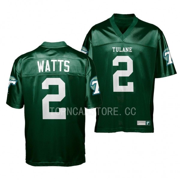 Duece Watts Tulane Green Wave #2 Green Jersey 2022 College Football Men's Uniform