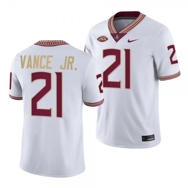 Greedy Vance Jr. Florida State Seminoles #21 White Jersey 2023 College Football Men's Game Uniform