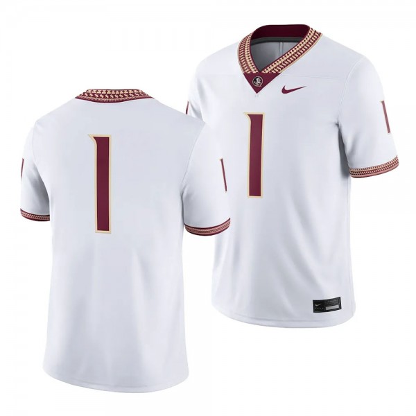 Florida State Seminoles #1 White Jersey 2023 College Football Men's Game Uniform