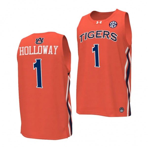 Aden Holloway Auburn Tigers #1 Orange Replica Bask...
