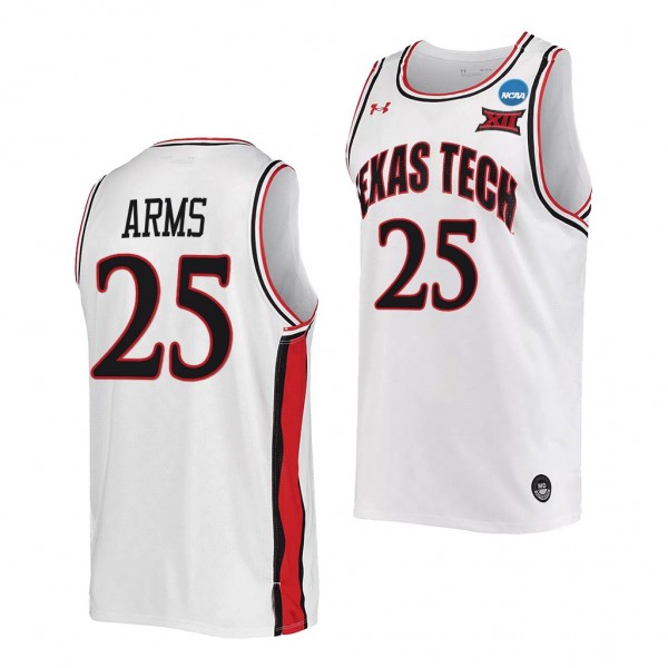 Adonis Arms Texas Tech Red Raiders 2022 NCAA March Madness Retro Basketball Jersey White