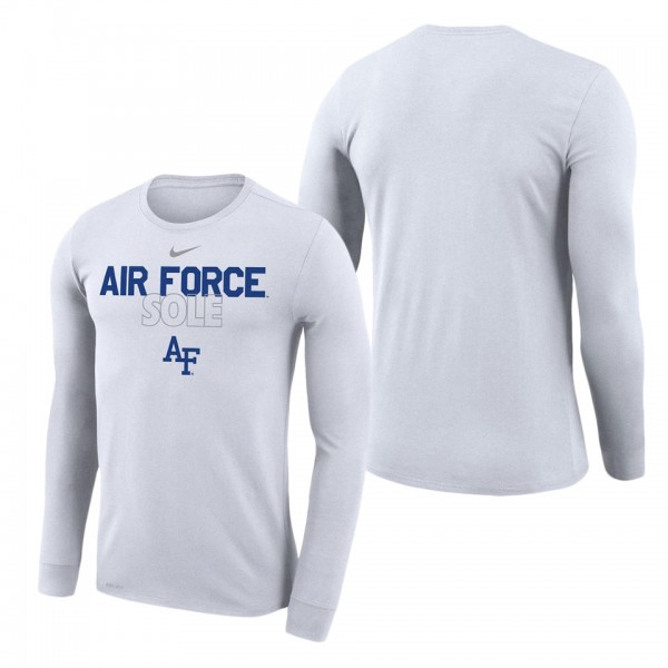 Air Force Falcons On Court Bench Long Sleeve T-Shirt White