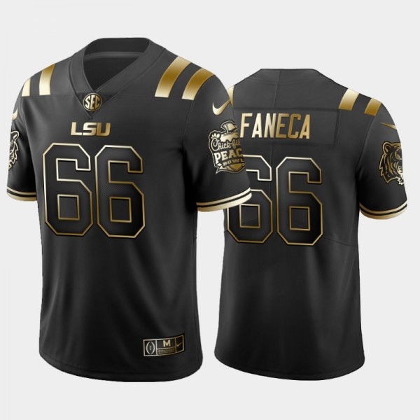 LSU Tigers Alan Faneca Black 2019-20 Golden Edition Peach Bowl Champions Jersey College Football