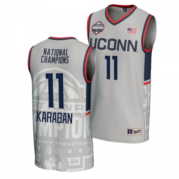 Alex Karaban UConn Huskies #11 Gray 2024 NCAA Men'...