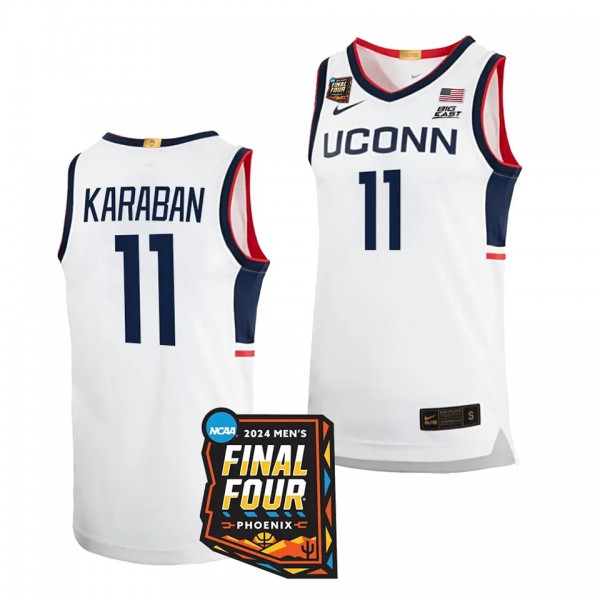 UConn Huskies 2024 NCAA March Madness Final Four Alex Karaban #11 White Limited Basketball Jersey Men's