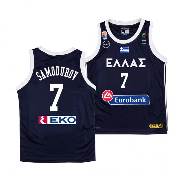 Greece Alex Samodurov FIBA U18 European Championship Navy #7 Jersey