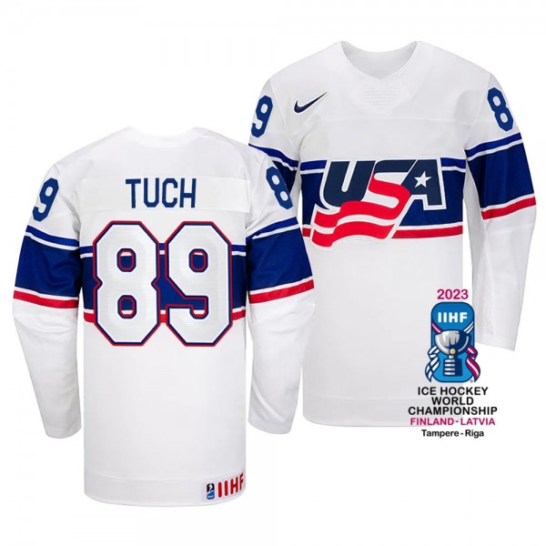 Alex Tuch USA Hockey 2023 IIHF World Championship White Home Jersey #89