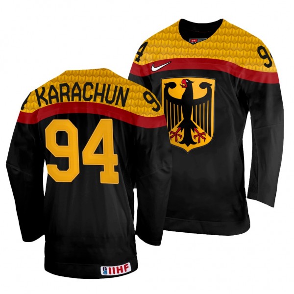 Germany Hockey Alexander Karachun #94 Black Away J...