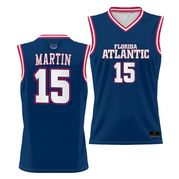 FAU Owls Full Sublimated Alijah Martin #15 Navy Alternate Basketball Jersey Men's