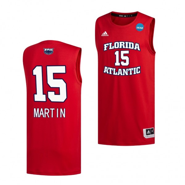 Alijah Martin Red 2023 NCAA March Madness Fau Owls Mens Basketball Jersey