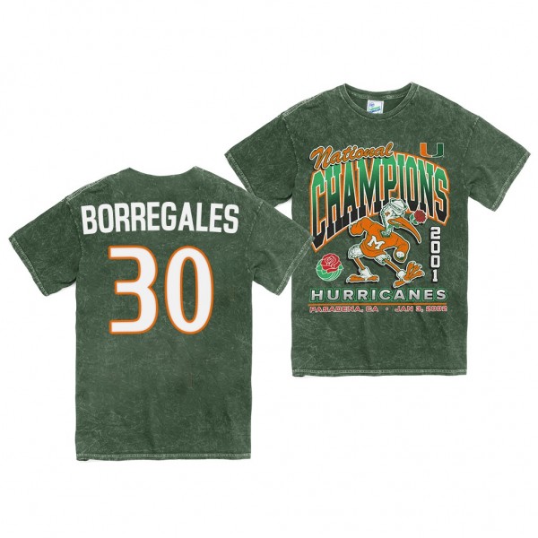 Andres Borregales T-Shirt Miami Hurricanes #30 Gre...