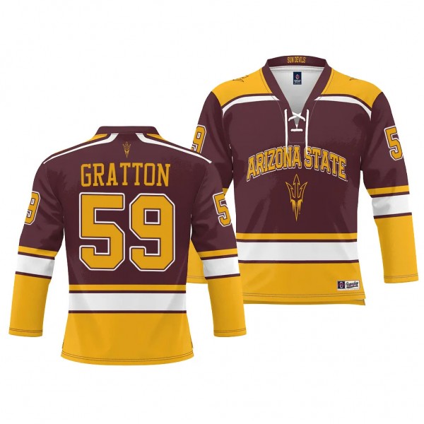 Arizona State Sun Devils Tyler Gratton Ice Hockey Maroon #59 NIL Jersey