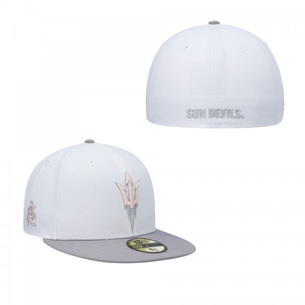 Arizona State Sun Devils White Gray Neutral Apricot 59FIFTY Fitted Hat