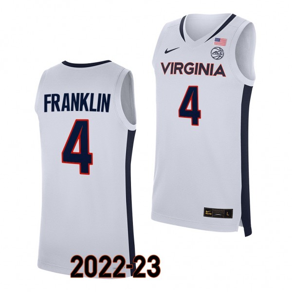 Virginia Cavaliers Armaan Franklin White #4 Replic...