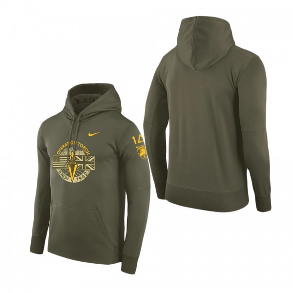 Army Black Knights 1st Armored Division Old Ironsides Rivalry Operation Torch Therma Pullover Hoodie Olive