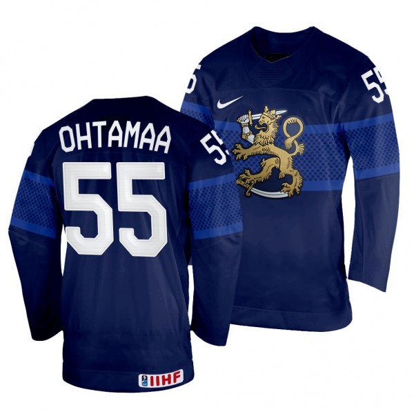 Atte Ohtamaa Finland Hockey 2022 IIHF World Championship Navy Away Jersey #55