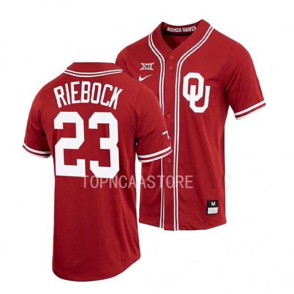 Oklahoma Sooners Barrett Riebock Baseball Shirt Crimson #23 Jersey Full-Button