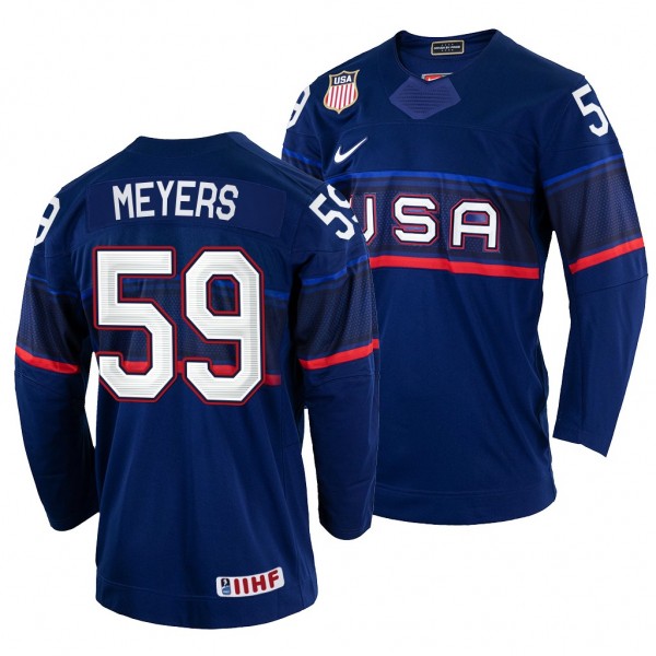 USA Hockey Ben Meyers #59 Navy Away Jersey 2022 II...