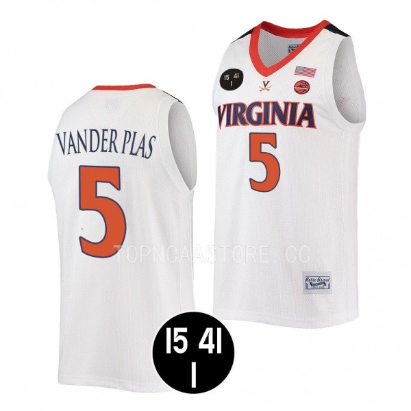 Virginia Cavaliers Ben Vander Plas White #5 UVA St...