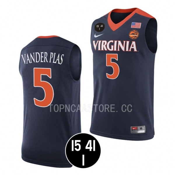 Ben Vander Plas Virginia Cavaliers #5 Navy UVA Strong Jersey Retro Basketball