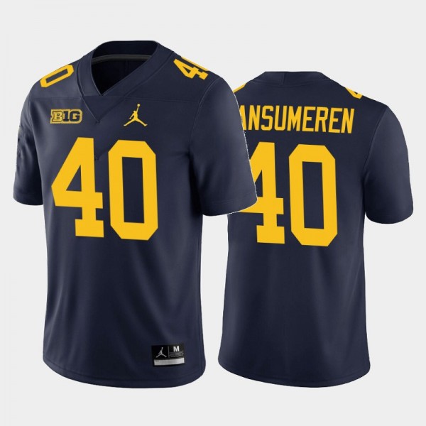 Michigan Wolverines Ben VanSumeren Navy Home Game Jersey College Football