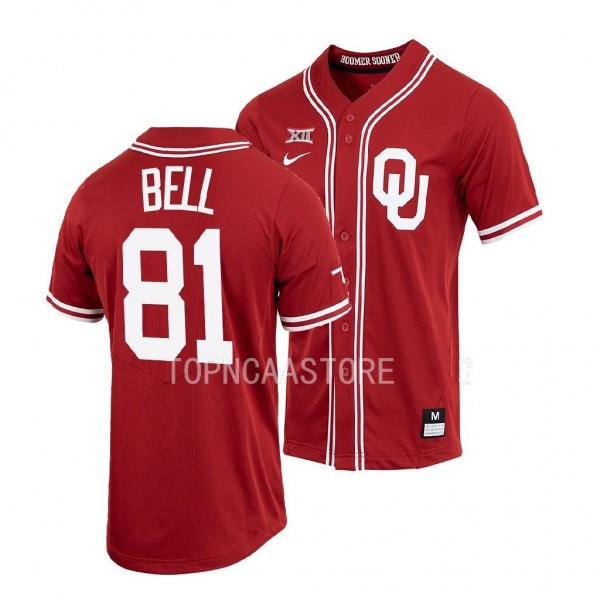 Oklahoma Sooners Blake Bell Baseball Shirt Crimson...