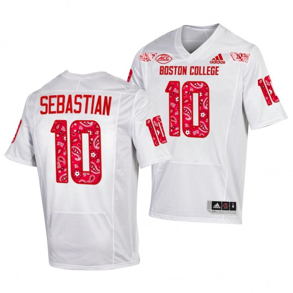 Boston College Eagles Brandon Sebastian 10 White Jersey Men 2021-22 Red Bandana 911 Commemorative Uniform