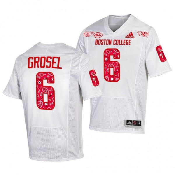 Boston College Eagles Dennis Grosel 6 White Jersey...